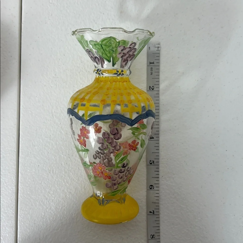 Tracy Porter Blue and Yellow Floral Vase EUC